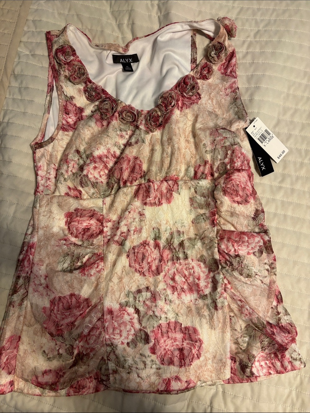 Alyx Pink Rose Print Sleeveless Floral Top